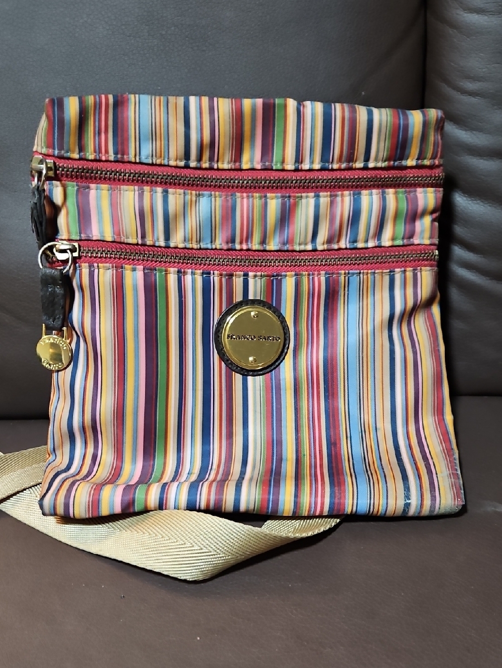 Franco Sarto Multistripe Crossbody in Red, Blue, Green, Yellow, Pink